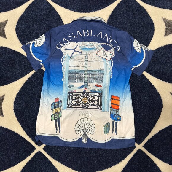 Casablanca Dark Blue and White Shirt and Shorts Set Mens Large - Picture 4 of 7